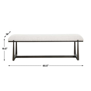 Uttermost Upholstered Accent Bench with Decorative Iron Legs for Entryway or Bedroom Seating
