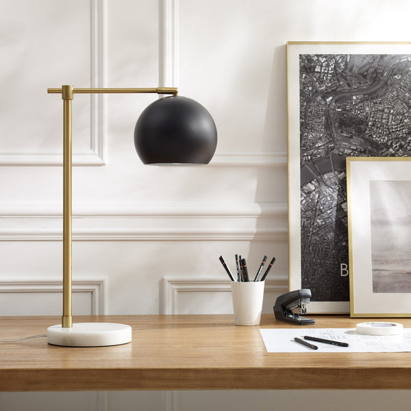 HomeRoots 22" Iron Desk Table Lamp with Stylish Dome Shade for Modern Workspaces and Cozy Reading Nooks Black 530930