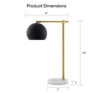 HomeRoots 22" Iron Desk Table Lamp with Stylish Dome Shade for Modern Workspaces and Cozy Reading Nooks Black 530930