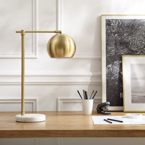 HomeRoots 22" Iron Desk Table Lamp with Stylish Dome Shade for Modern Workspaces and Cozy Reading Nooks Brass 530931