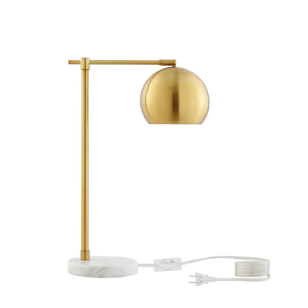 HomeRoots 22" Iron Desk Table Lamp with Stylish Dome Shade for Modern Workspaces and Cozy Reading Nooks Brass 530931