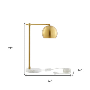 HomeRoots 22" Iron Desk Table Lamp with Stylish Dome Shade for Modern Workspaces and Cozy Reading Nooks Brass 530931