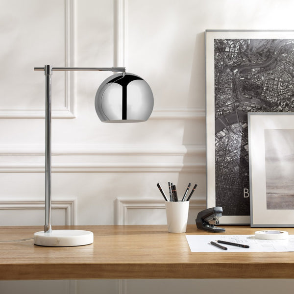 HomeRoots 22" Iron Desk Table Lamp with Stylish Dome Shade for Modern Workspaces and Cozy Reading Nooks Chrome 530932