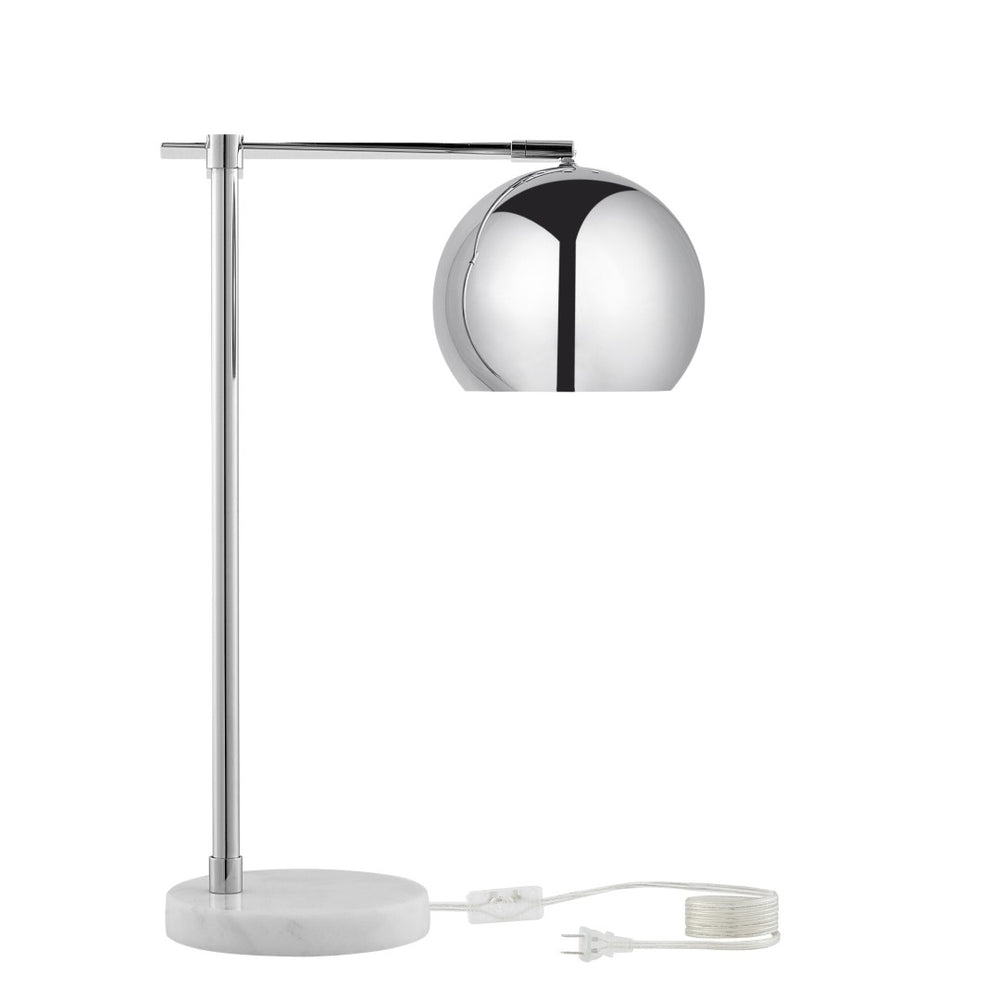 HomeRoots 22" Iron Desk Table Lamp with Stylish Dome Shade for Modern Workspaces and Cozy Reading Nooks Chrome 530932