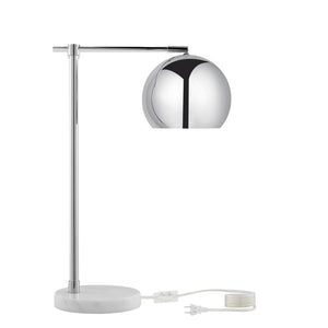 HomeRoots 22" Iron Desk Table Lamp with Stylish Dome Shade for Modern Workspaces and Cozy Reading Nooks Chrome 530932