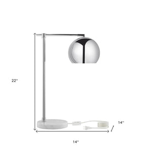 HomeRoots 22" Iron Desk Table Lamp with Stylish Dome Shade for Modern Workspaces and Cozy Reading Nooks Chrome 530932