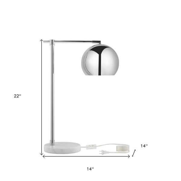 HomeRoots 22" Iron Desk Table Lamp with Stylish Dome Shade for Modern Workspaces and Cozy Reading Nooks Chrome 530932
