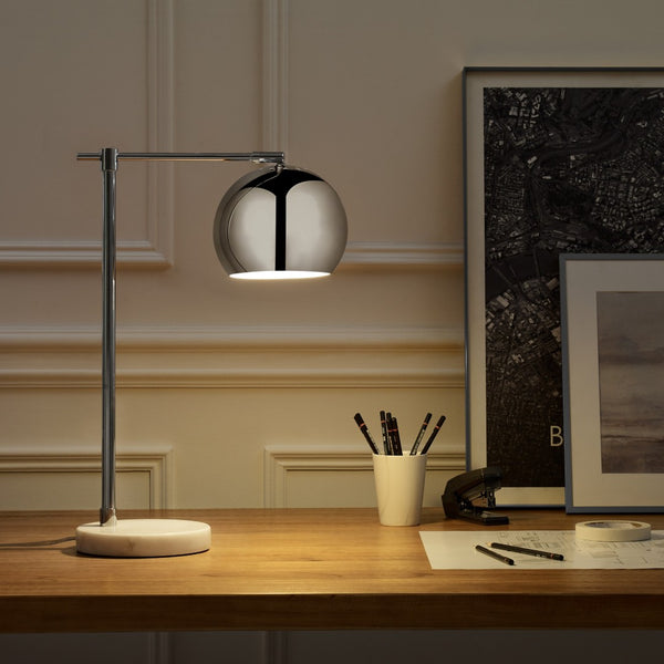 HomeRoots 22" Iron Desk Table Lamp with Stylish Dome Shade for Modern Workspaces and Cozy Reading Nooks Chrome 530932