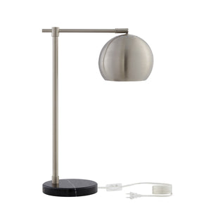 HomeRoots 22" Iron Desk Table Lamp with Stylish Dome Shade for Modern Workspaces and Cozy Reading Nooks Stainless Steel 530933