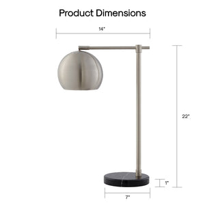 HomeRoots 22" Iron Desk Table Lamp with Stylish Dome Shade for Modern Workspaces and Cozy Reading Nooks Stainless Steel 530933