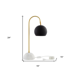 Homeroots 24" Black Iron Desk Table Lamp With Black Dome Shade Black  530938