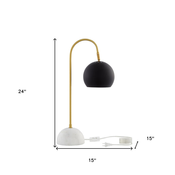 Homeroots 24" Black Iron Desk Table Lamp With Black Dome Shade Black  530938