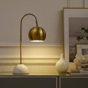 Homeroots 24" Brass Iron Desk Table Lamp With Brass Dome Shade Brass  530939