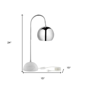 Homeroots 24" Silver Metallic Iron Desk Table Lamp With Silver Metallic Dome Shade Chrome  530940