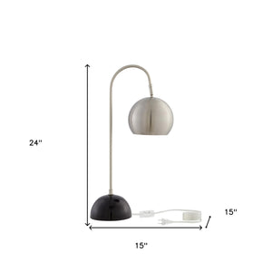 Homeroots 24" Gray Iron Desk Table Lamp With Gray Dome Shade Stainless Steel  530941