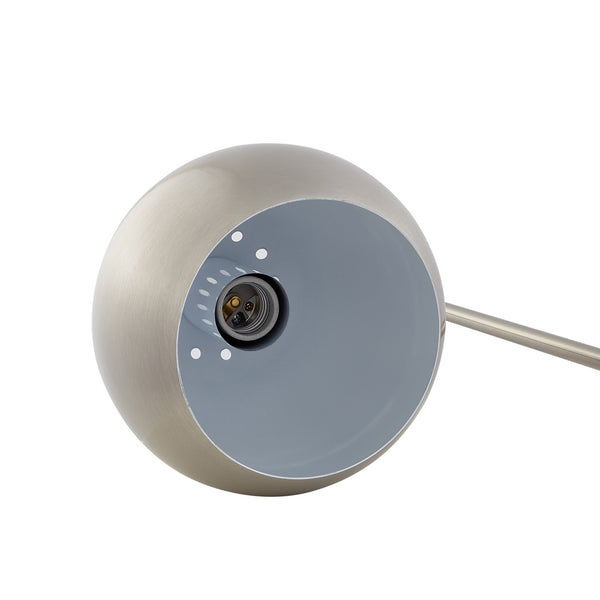 Homeroots 24" Gray Iron Desk Table Lamp With Gray Dome Shade Stainless Steel  530941