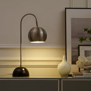 Homeroots 24" Gray Iron Desk Table Lamp With Gray Dome Shade Stainless Steel  530941