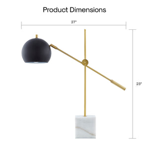 Homeroots 23" Black Iron Desk Table Lamp With Black Dome Shade Black  530942