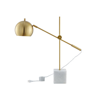 Homeroots 23" Brass Iron Desk Table Lamp With Brass Dome Shade Brass  530943