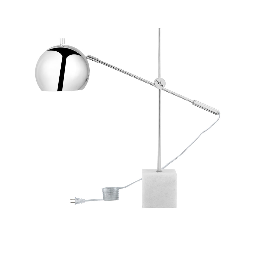 Homeroots 23" Silver Metallic Iron Desk Table Lamp With Silver Metallic Dome Shade Chrome  530944