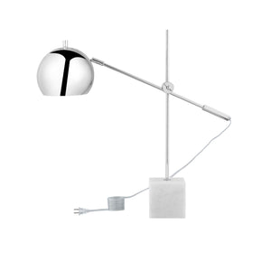 Homeroots 23" Silver Metallic Iron Desk Table Lamp With Silver Metallic Dome Shade Chrome  530944