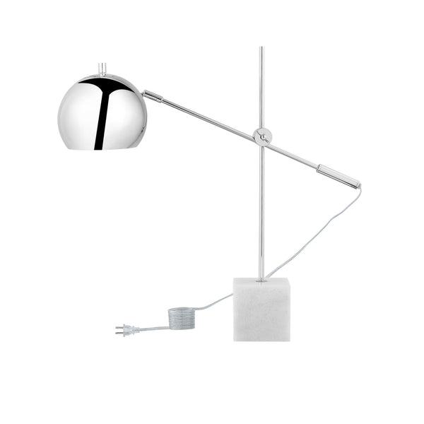 Homeroots 23" Silver Metallic Iron Desk Table Lamp With Silver Metallic Dome Shade Chrome  530944