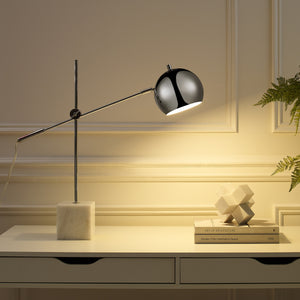 Homeroots 23" Silver Metallic Iron Desk Table Lamp With Silver Metallic Dome Shade Chrome  530944