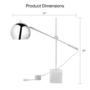 Homeroots 23" Silver Metallic Iron Desk Table Lamp With Silver Metallic Dome Shade Chrome  530944