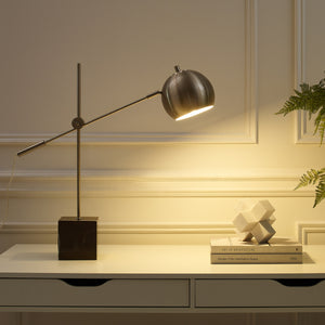 Homeroots 23" Gray Iron Desk Table Lamp With Gray Dome Shade Stainless Steel  530945