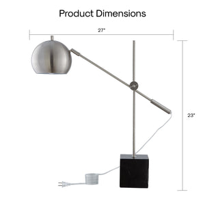 Homeroots 23" Gray Iron Desk Table Lamp With Gray Dome Shade Stainless Steel  530945