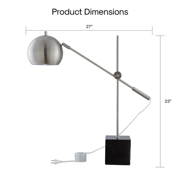 Homeroots 23" Gray Iron Desk Table Lamp With Gray Dome Shade Stainless Steel  530945