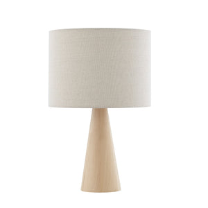 Homeroots 20" Beige Solid Wood Usb Table Lamp With Beige Drum Shade Beige  530946