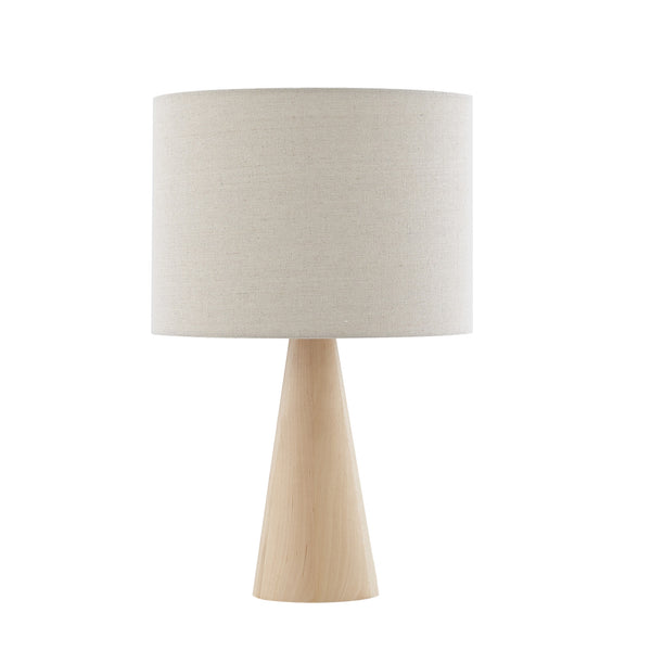 Homeroots 20" Beige Solid Wood Usb Table Lamp With Beige Drum Shade Beige  530946