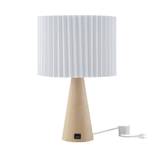 Homeroots 20" Ivory Solid Wood Usb Table Lamp With Ivory Drum Shade Ivory  530947
