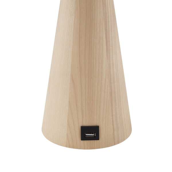 Homeroots 20" White Solid Wood Usb Table Lamp With White Drum Shade White  530948