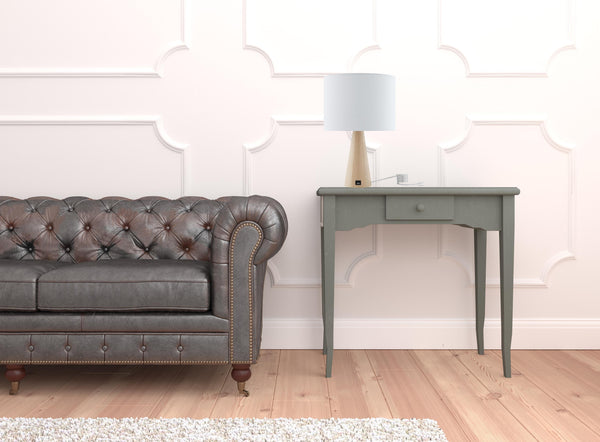 Homeroots 20" White Solid Wood Usb Table Lamp With White Drum Shade White  530948