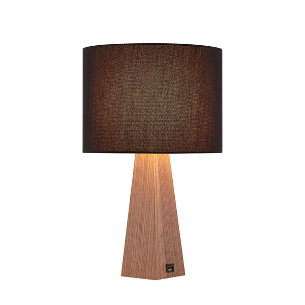 HomeRoots 20" Solid Wood USB Table Lamp with Stylish Drum Shade for Modern Homes and Convenient Charging Black 530950