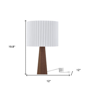 HomeRoots 20" Solid Wood USB Table Lamp with Stylish Drum Shade for Modern Homes and Convenient Charging Ivory 530951