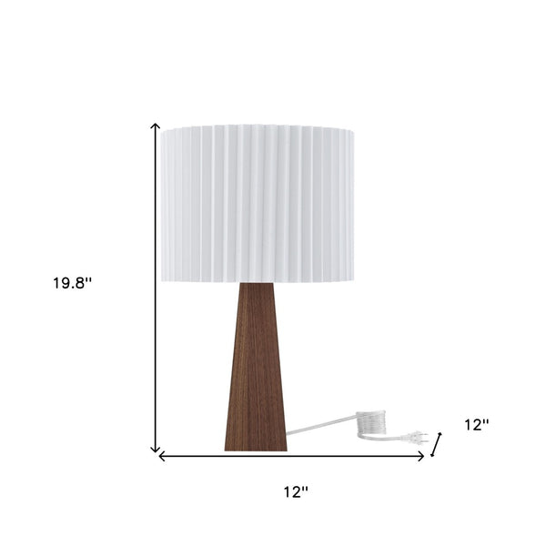 HomeRoots 20" Solid Wood USB Table Lamp with Stylish Drum Shade for Modern Homes and Convenient Charging Ivory 530951
