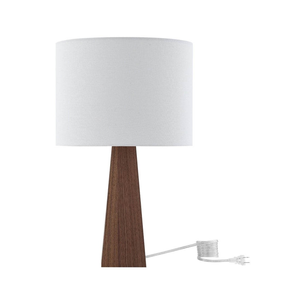 HomeRoots 20" Solid Wood USB Table Lamp with Stylish Drum Shade for Modern Homes and Convenient Charging White 530952