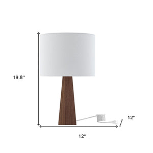 HomeRoots 20" Solid Wood USB Table Lamp with Stylish Drum Shade for Modern Homes and Convenient Charging White 530952