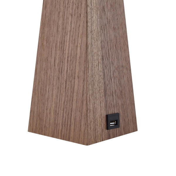 HomeRoots 20" Solid Wood USB Table Lamp with Stylish Drum Shade for Modern Homes and Convenient Charging White 530952