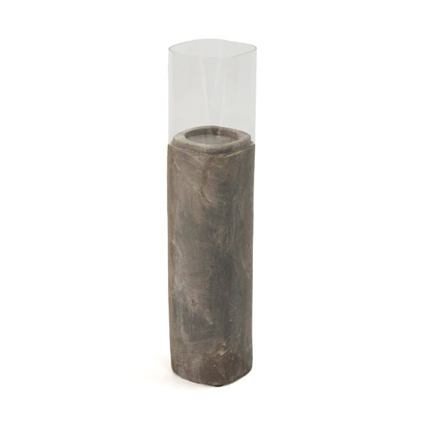 Zentique Distressed Grey Wash Hurricane Large Terracotta 21.5" Tall Coastal Farmhouse Accent for Mantels 5309L