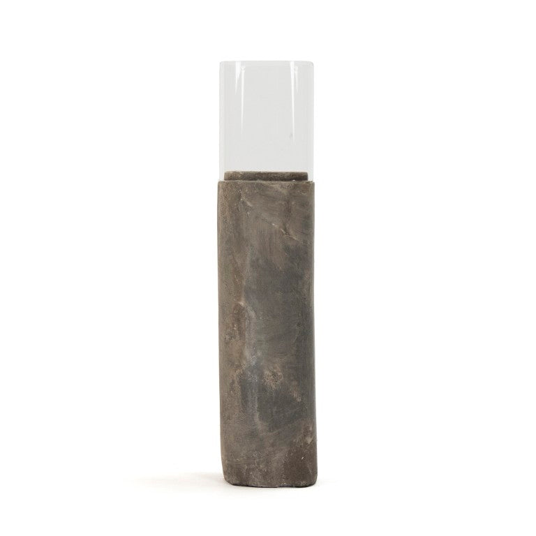 Zentique Distressed Grey Wash Hurricane Large Terracotta 21.5" Tall Coastal Farmhouse Accent for Mantels 5309L