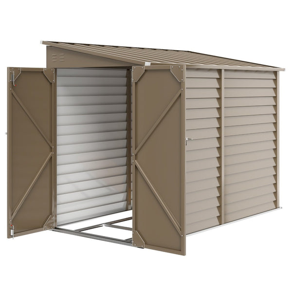 English Elm Dark Gray Galvanized Steel Lean to Outdoor Shed with Lockable Doors and Foundation Kit T3971S00078