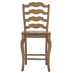 Homelegance Lea Solid Rubberwood French Ladder Back Counter Stools Set of Two for Kitchen Bar Oak 530C1-24AK