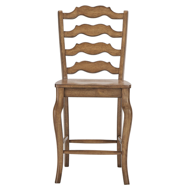 Homelegance Lea Solid Rubberwood French Ladder Back Counter Stools Set of Two for Kitchen Bar Oak 530C1-24AK
