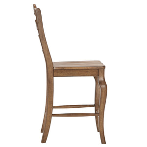 Lea Solid Rubberwood French Ladder Back Counter Stools Set of Two for Kitchen Bar