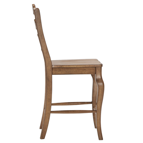 Lea Solid Rubberwood French Ladder Back Counter Stools Set of Two for Kitchen Bar