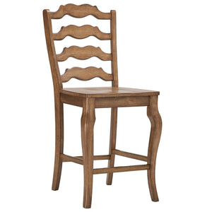Lea Solid Rubberwood French Ladder Back Counter Stools Set of Two for Kitchen Bar